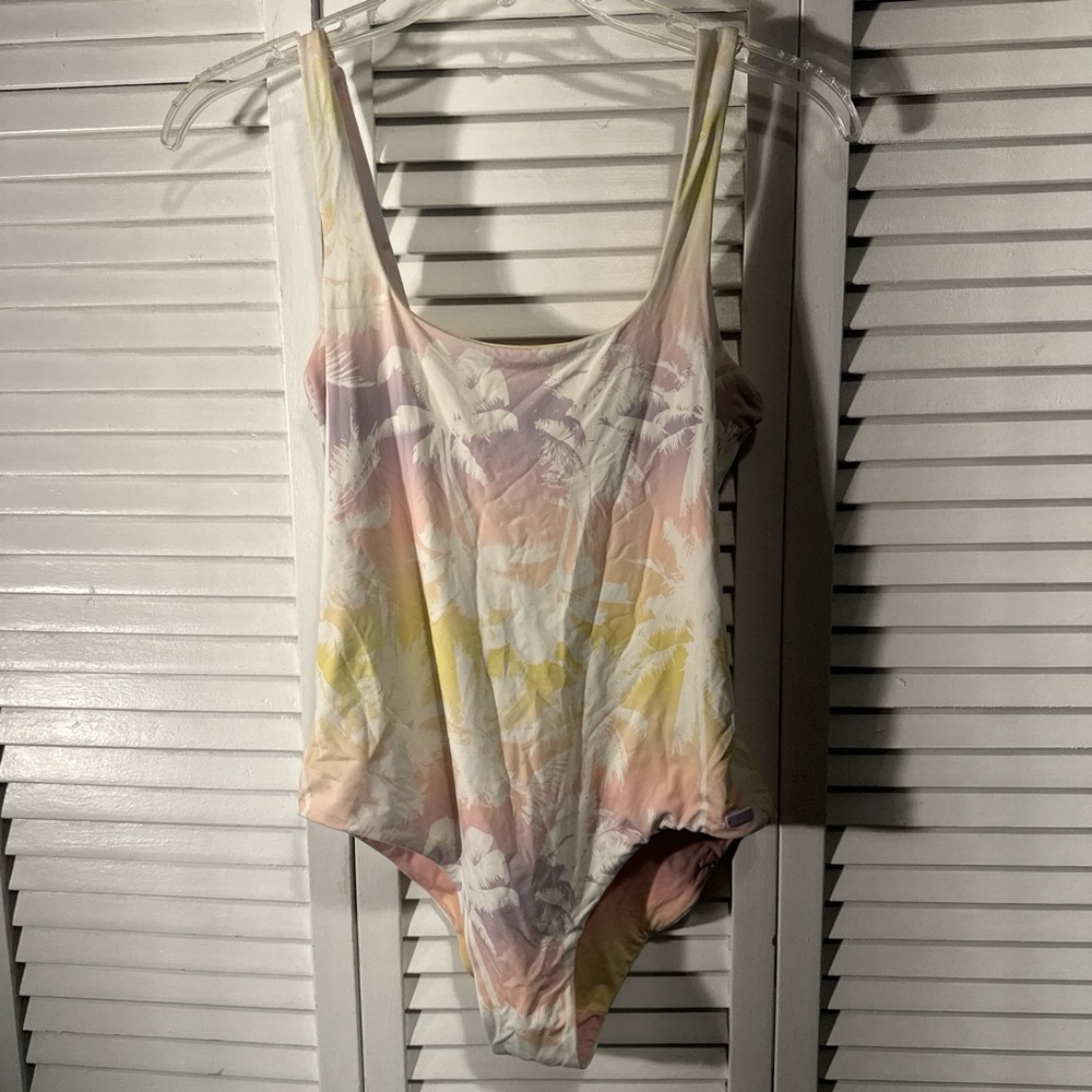 Roxy Pastel Yellow and Lavender Floral Swimsuit